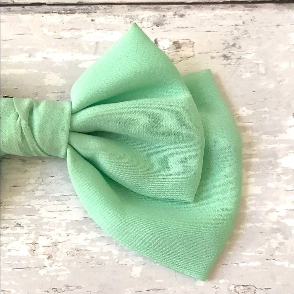 Girls Mint Green Hair Bow Alligator Clip Style Accessories Little Poppy Co.